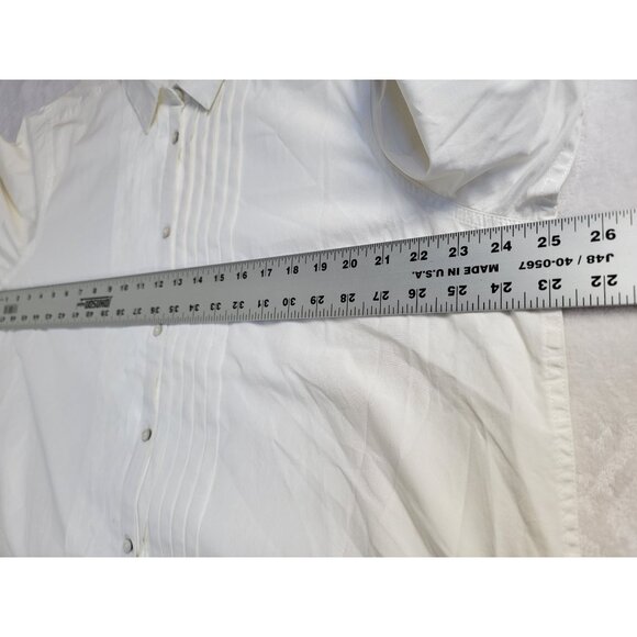 Sundance Womens White Button-Up Pleated Front Shirt XXL 100% Cotton Classic Fit - Picture 6 of 7